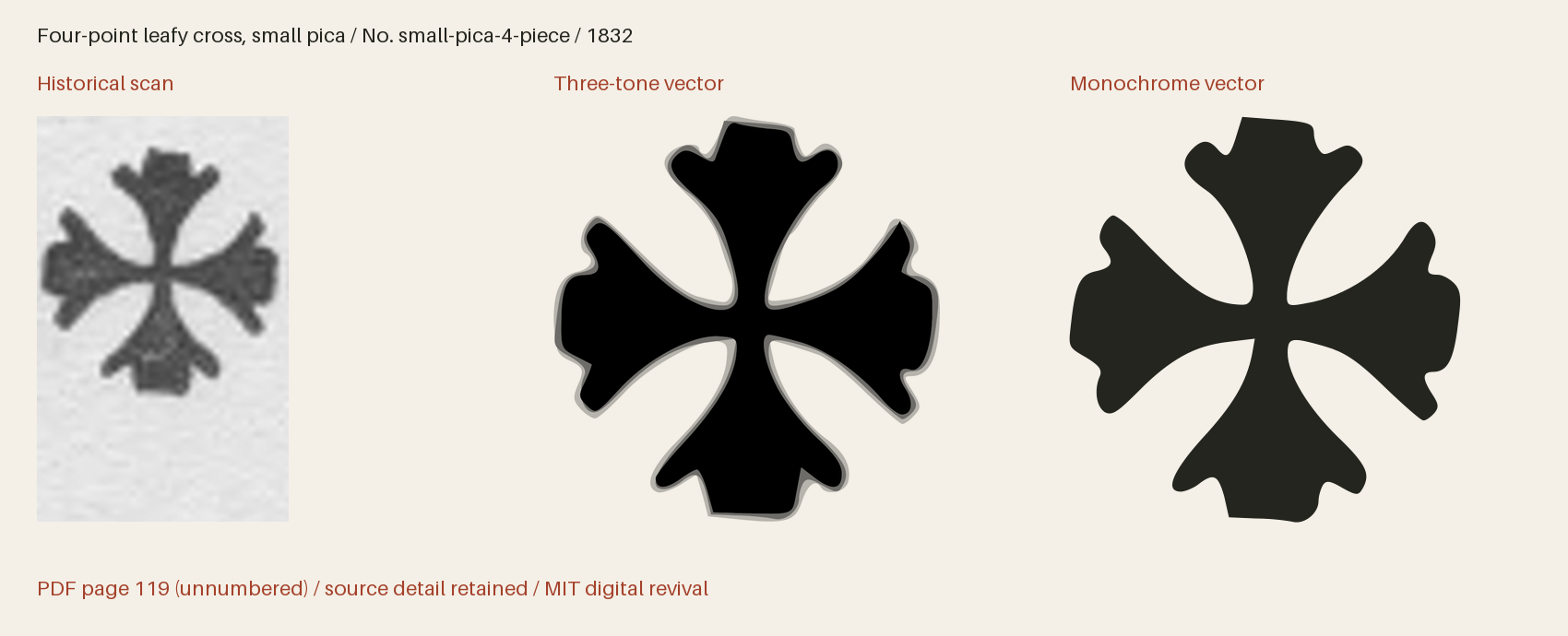 Historical scan beside the three-tone and monochrome vector revivals