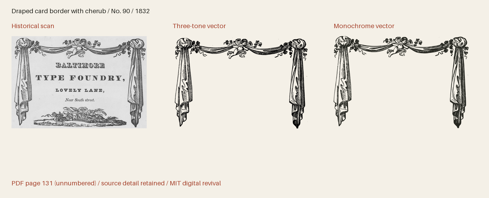 Historical scan beside the three-tone and monochrome vector revivals