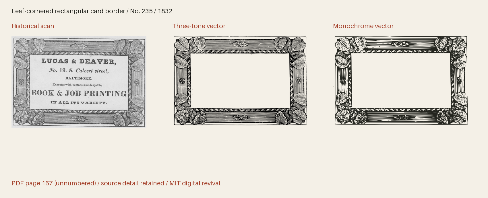 Historical scan beside the three-tone and monochrome vector revivals