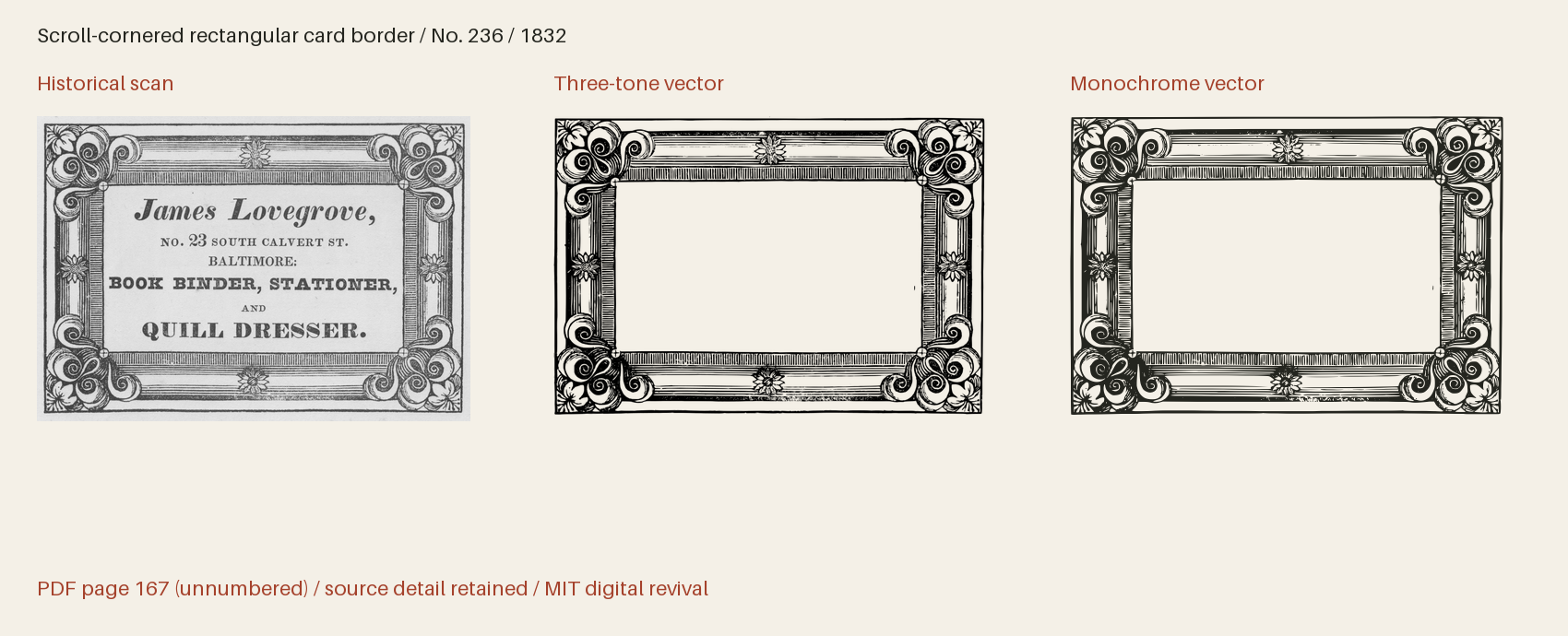 Historical scan beside the three-tone and monochrome vector revivals