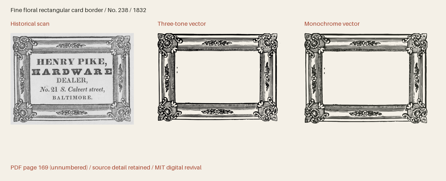 Historical scan beside the three-tone and monochrome vector revivals