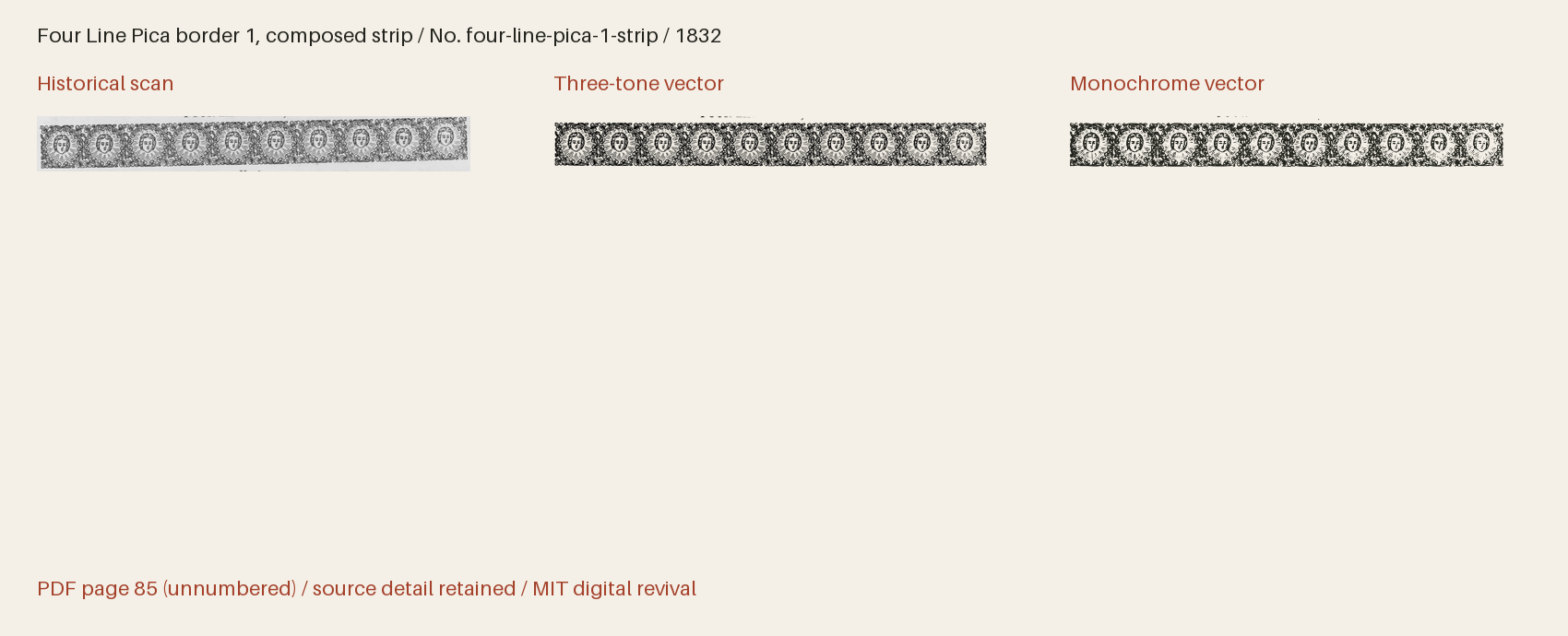 Historical scan beside the three-tone and monochrome vector revivals