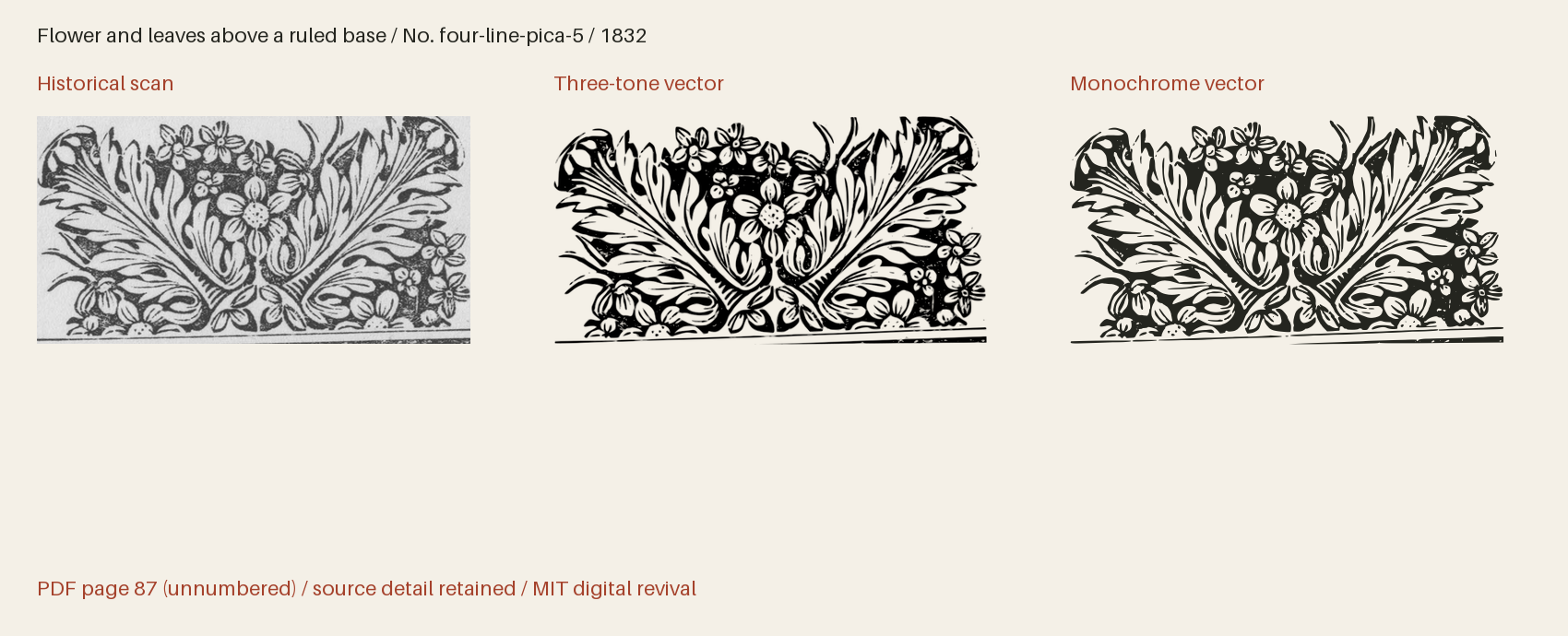 Historical scan beside the three-tone and monochrome vector revivals