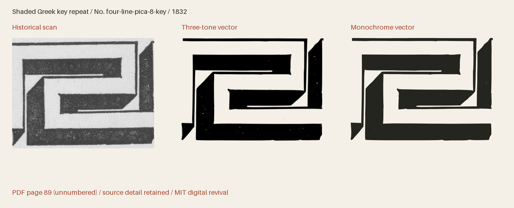 Historical scan beside the three-tone and monochrome vector revivals