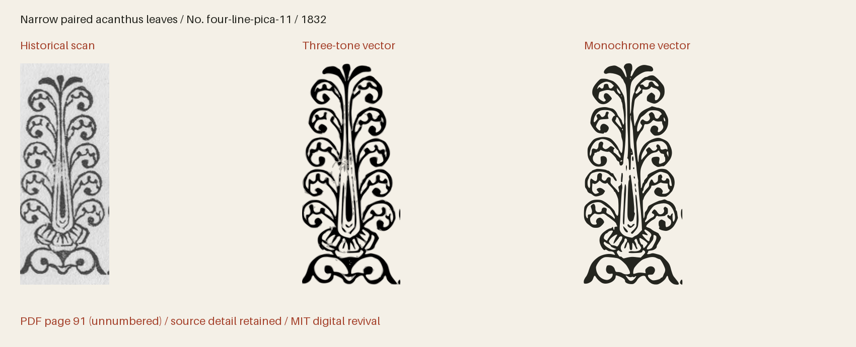 Historical scan beside the three-tone and monochrome vector revivals