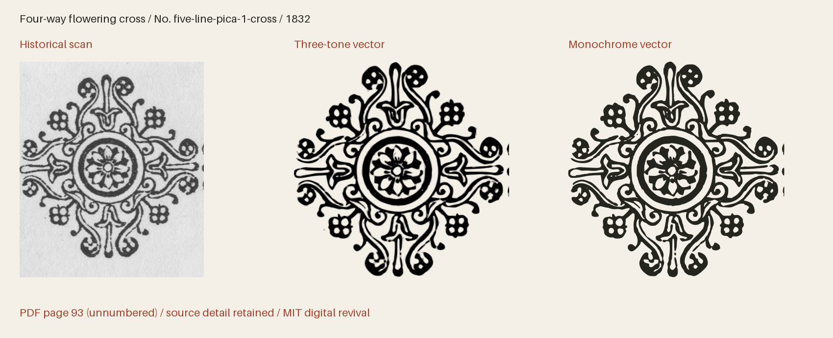 Historical scan beside the three-tone and monochrome vector revivals