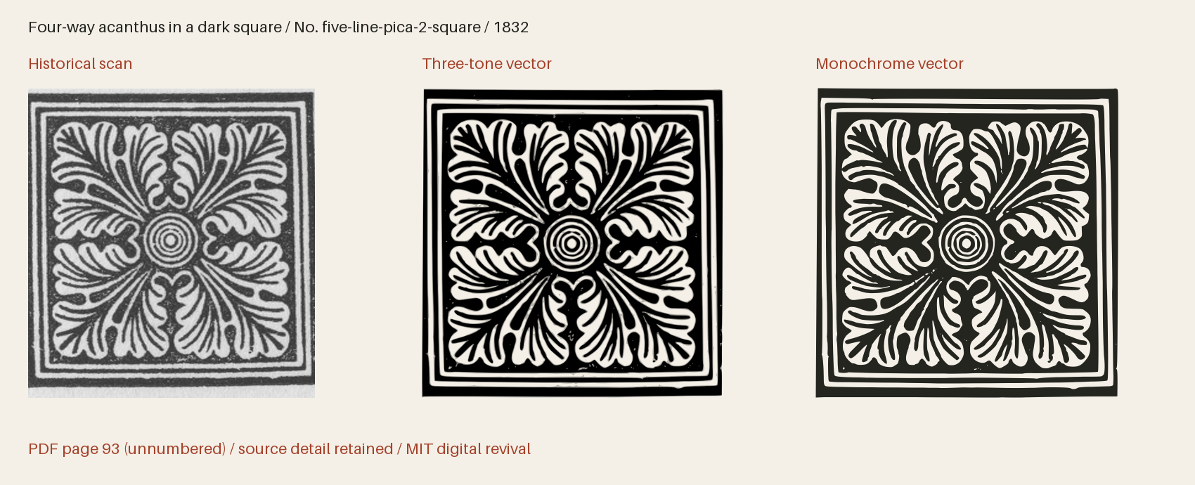 Historical scan beside the three-tone and monochrome vector revivals