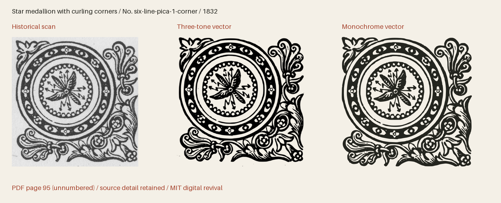 Historical scan beside the three-tone and monochrome vector revivals