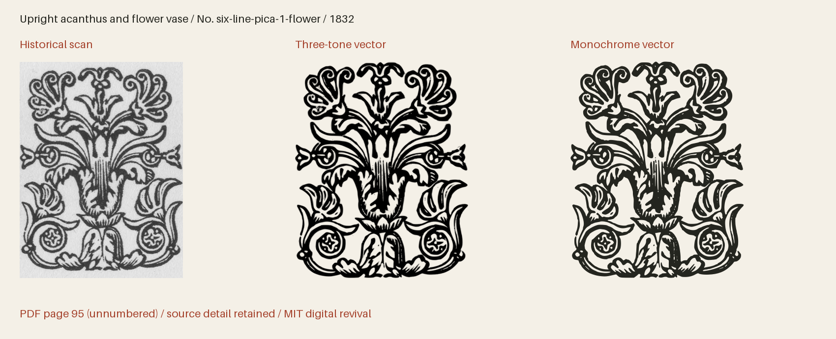 Historical scan beside the three-tone and monochrome vector revivals