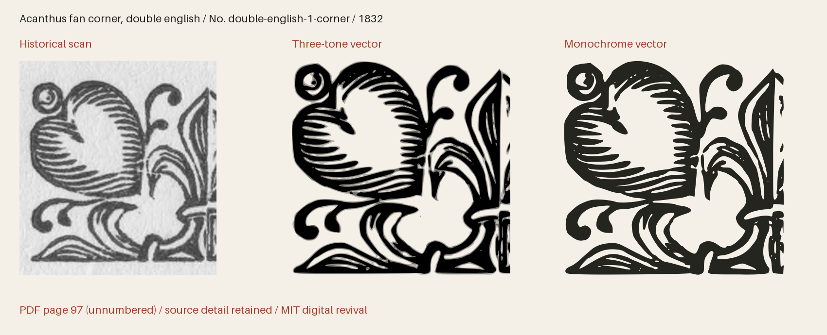 Historical scan beside the three-tone and monochrome vector revivals