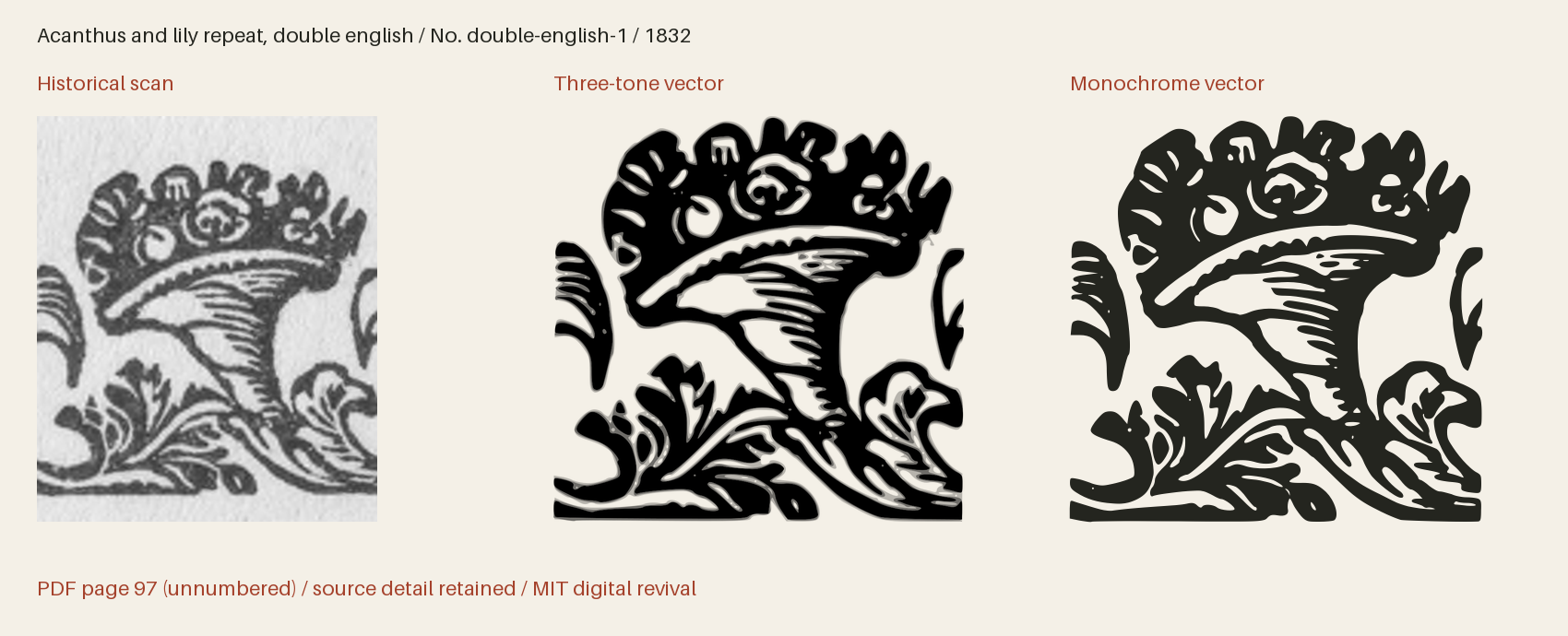 Historical scan beside the three-tone and monochrome vector revivals