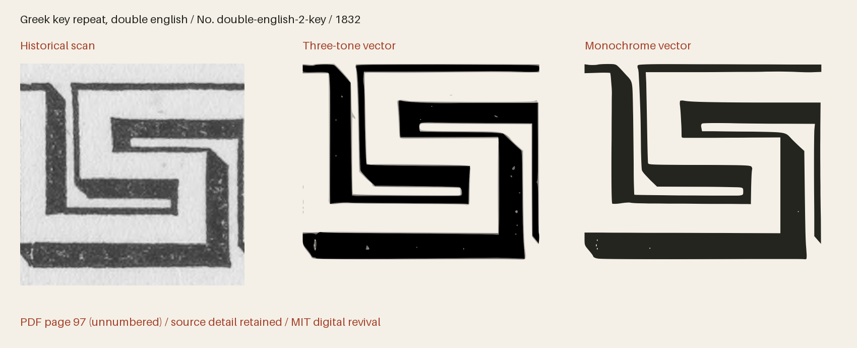 Historical scan beside the three-tone and monochrome vector revivals