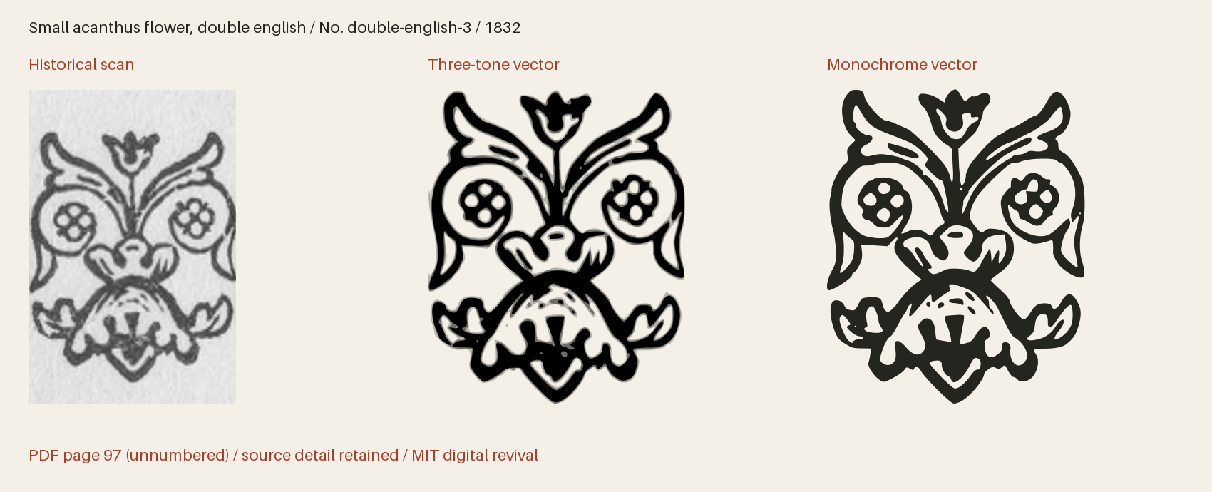 Historical scan beside the three-tone and monochrome vector revivals