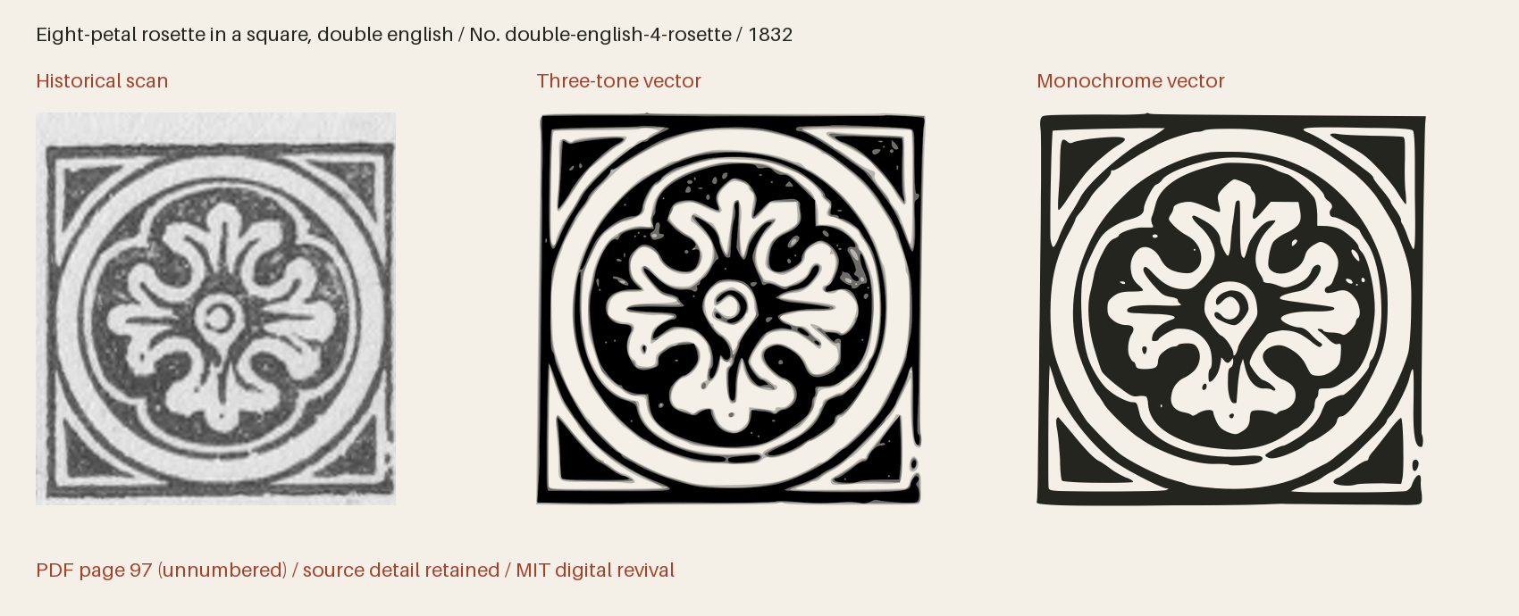 Historical scan beside the three-tone and monochrome vector revivals