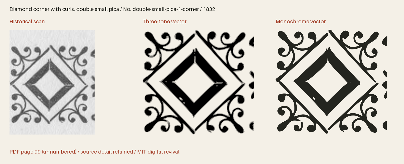 Historical scan beside the three-tone and monochrome vector revivals