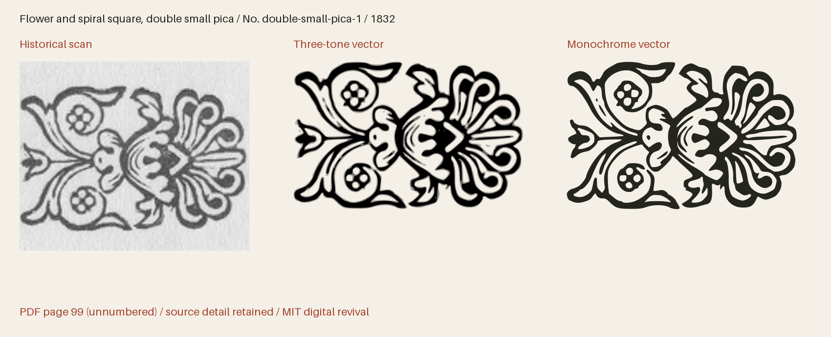 Historical scan beside the three-tone and monochrome vector revivals