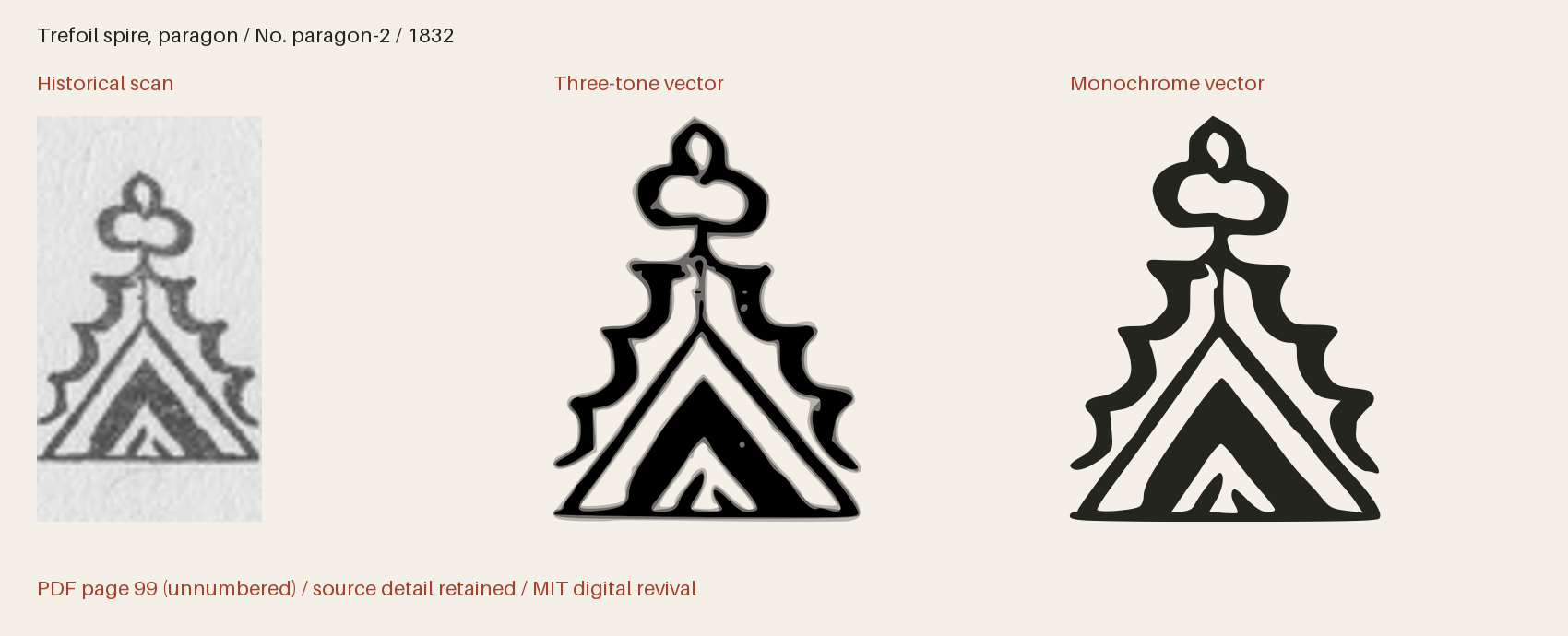 Historical scan beside the three-tone and monochrome vector revivals