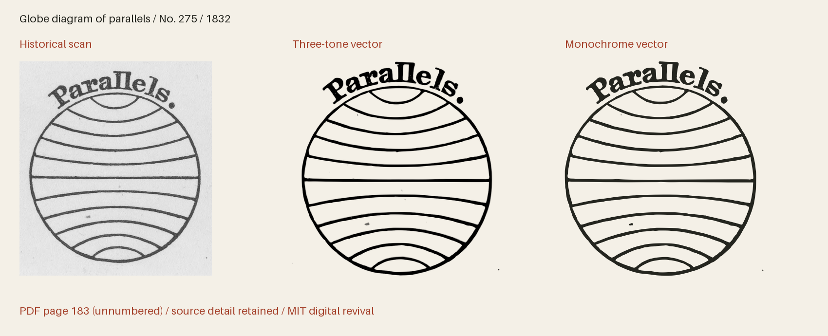 Historical scan beside the three-tone and monochrome vector revivals