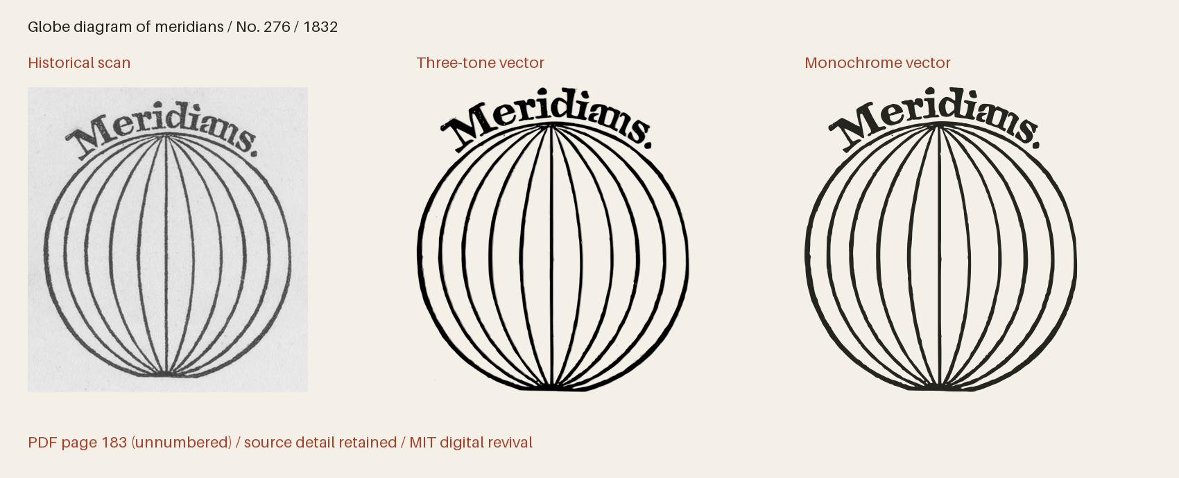 Historical scan beside the three-tone and monochrome vector revivals