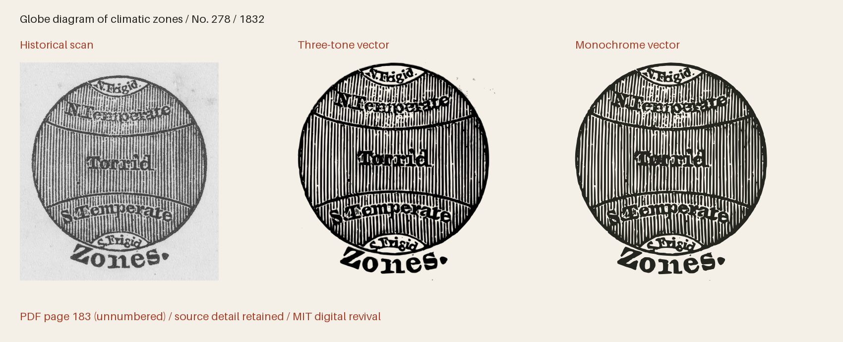 Historical scan beside the three-tone and monochrome vector revivals