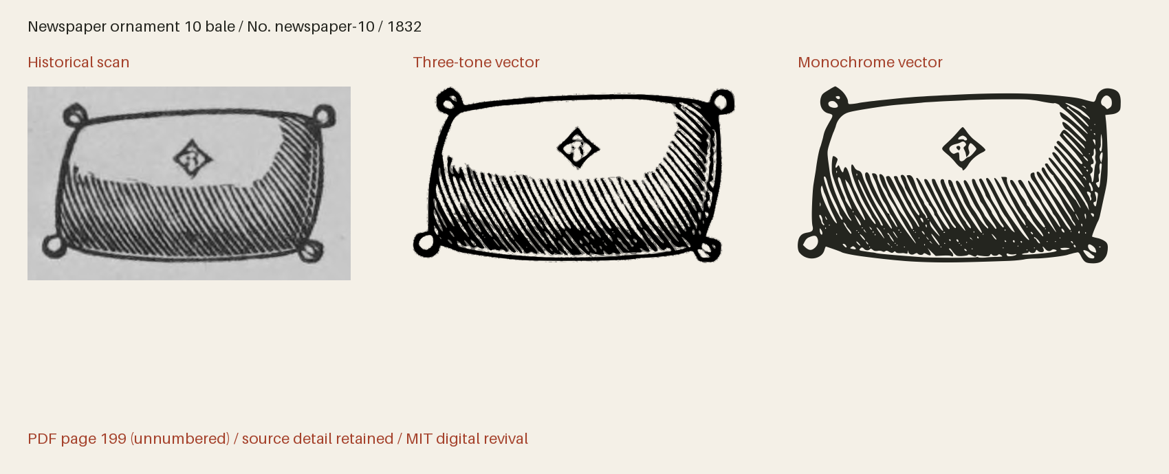 Historical scan beside the three-tone and monochrome vector revivals