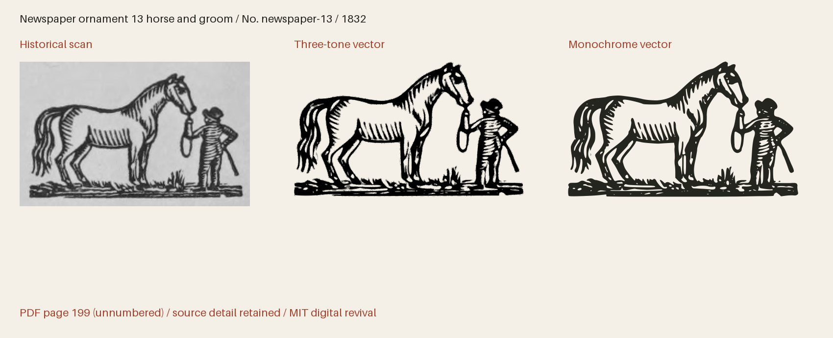 Historical scan beside the three-tone and monochrome vector revivals