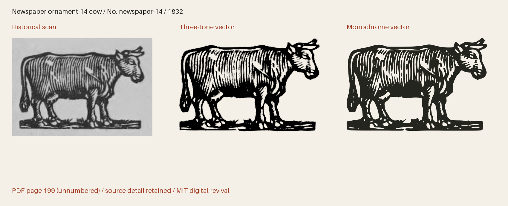 Historical scan beside the three-tone and monochrome vector revivals