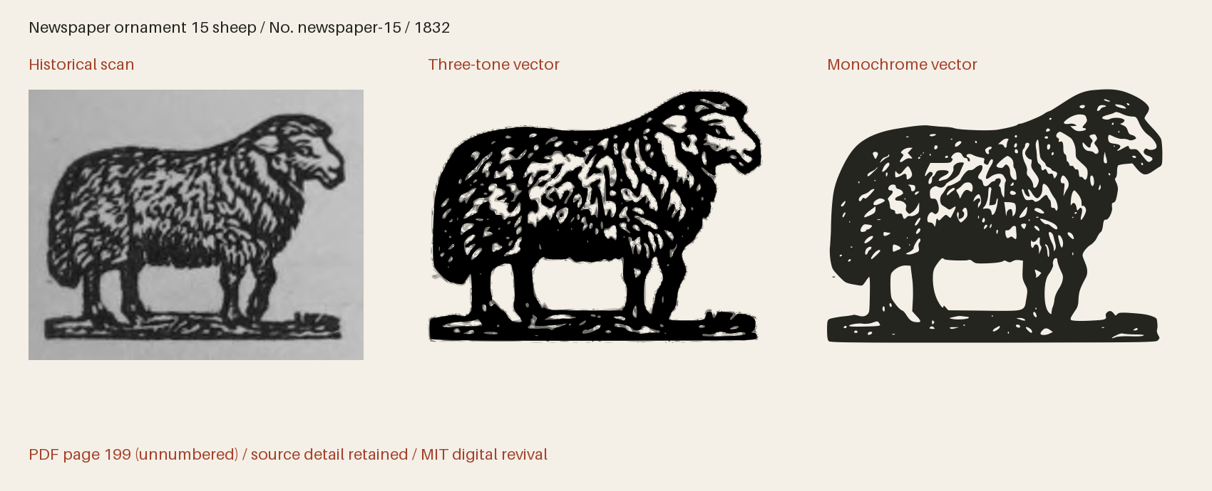 Historical scan beside the three-tone and monochrome vector revivals