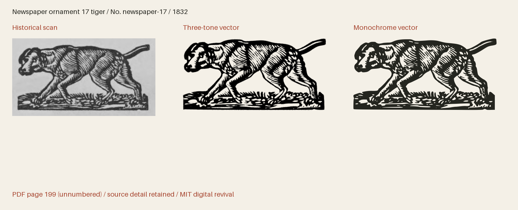 Historical scan beside the three-tone and monochrome vector revivals