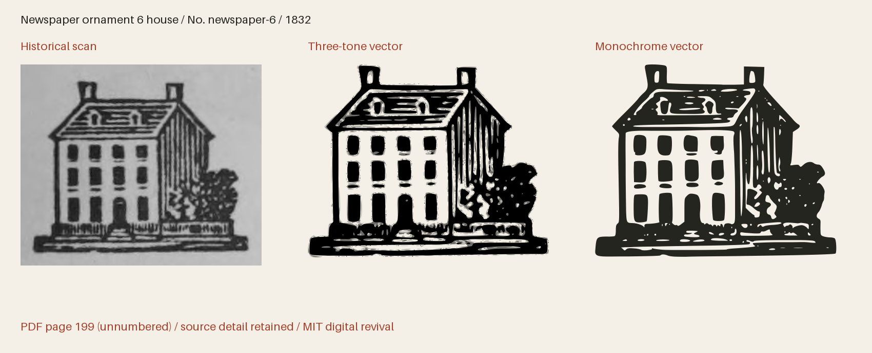 Historical scan beside the three-tone and monochrome vector revivals