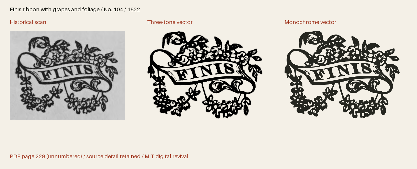 Historical scan beside the three-tone and monochrome vector revivals