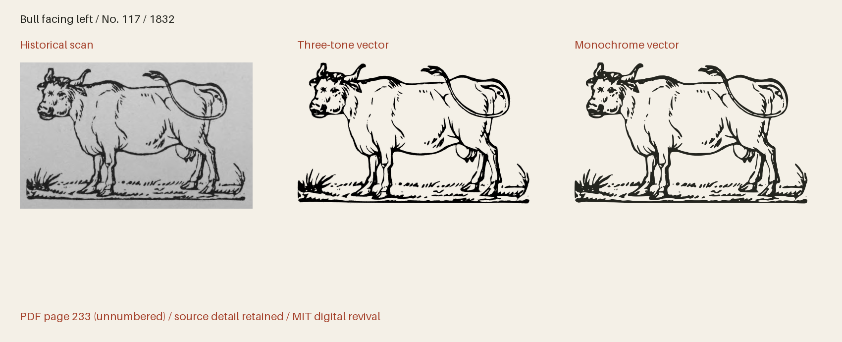 Historical scan beside the three-tone and monochrome vector revivals