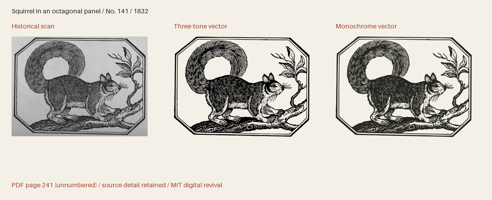 Historical scan beside the three-tone and monochrome vector revivals
