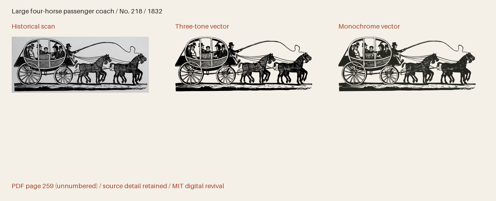 Historical scan beside the three-tone and monochrome vector revivals