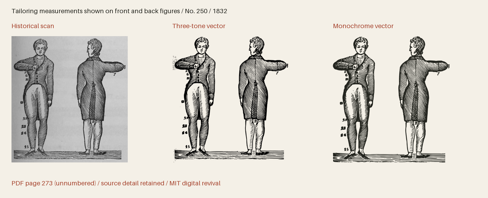 Historical scan beside the three-tone and monochrome vector revivals