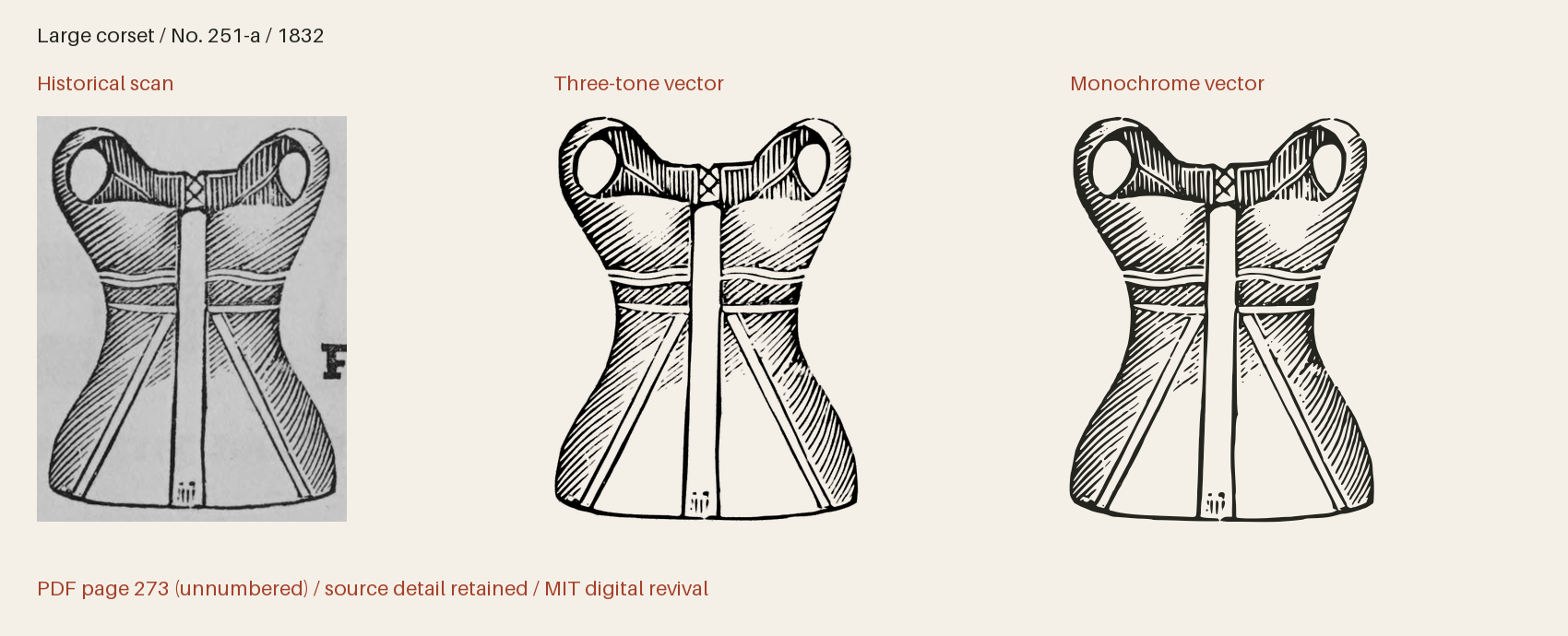 Historical scan beside the three-tone and monochrome vector revivals