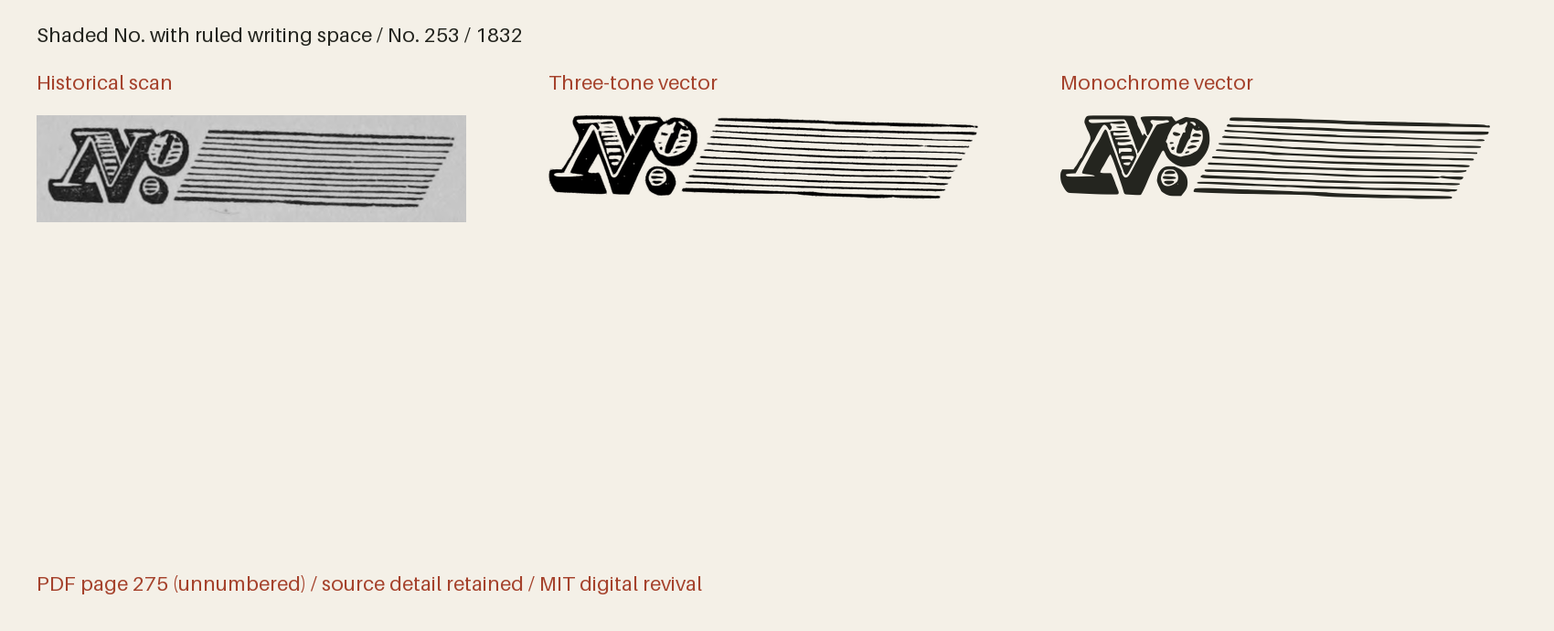 Historical scan beside the three-tone and monochrome vector revivals