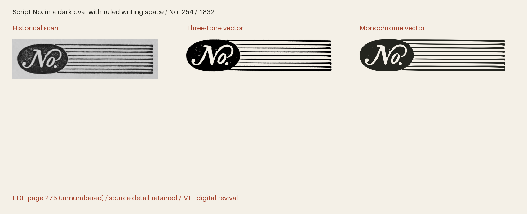 Historical scan beside the three-tone and monochrome vector revivals