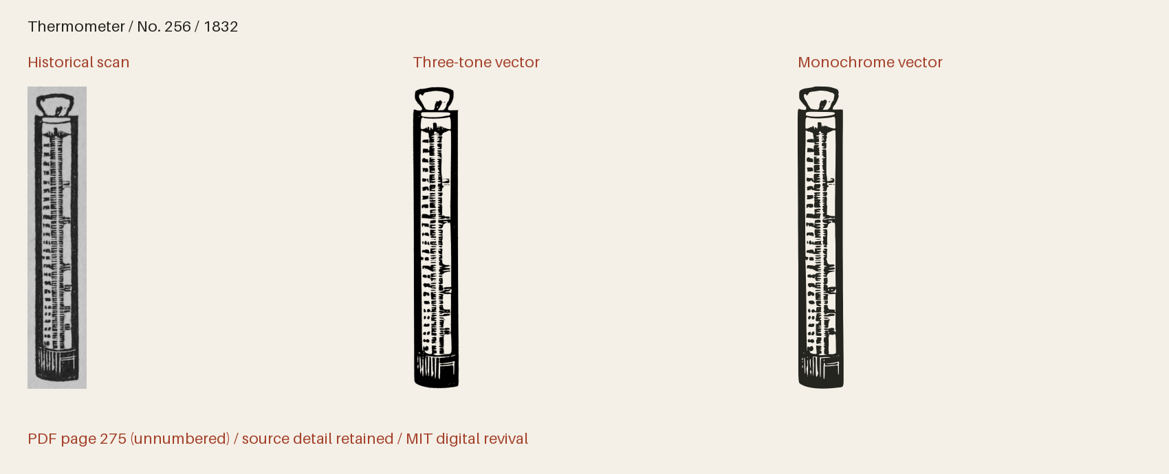 Historical scan beside the three-tone and monochrome vector revivals