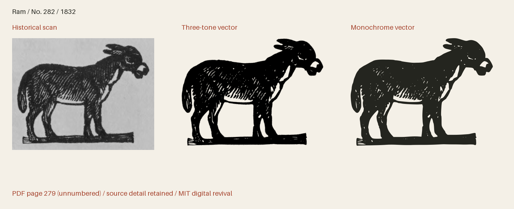 Historical scan beside the three-tone and monochrome vector revivals