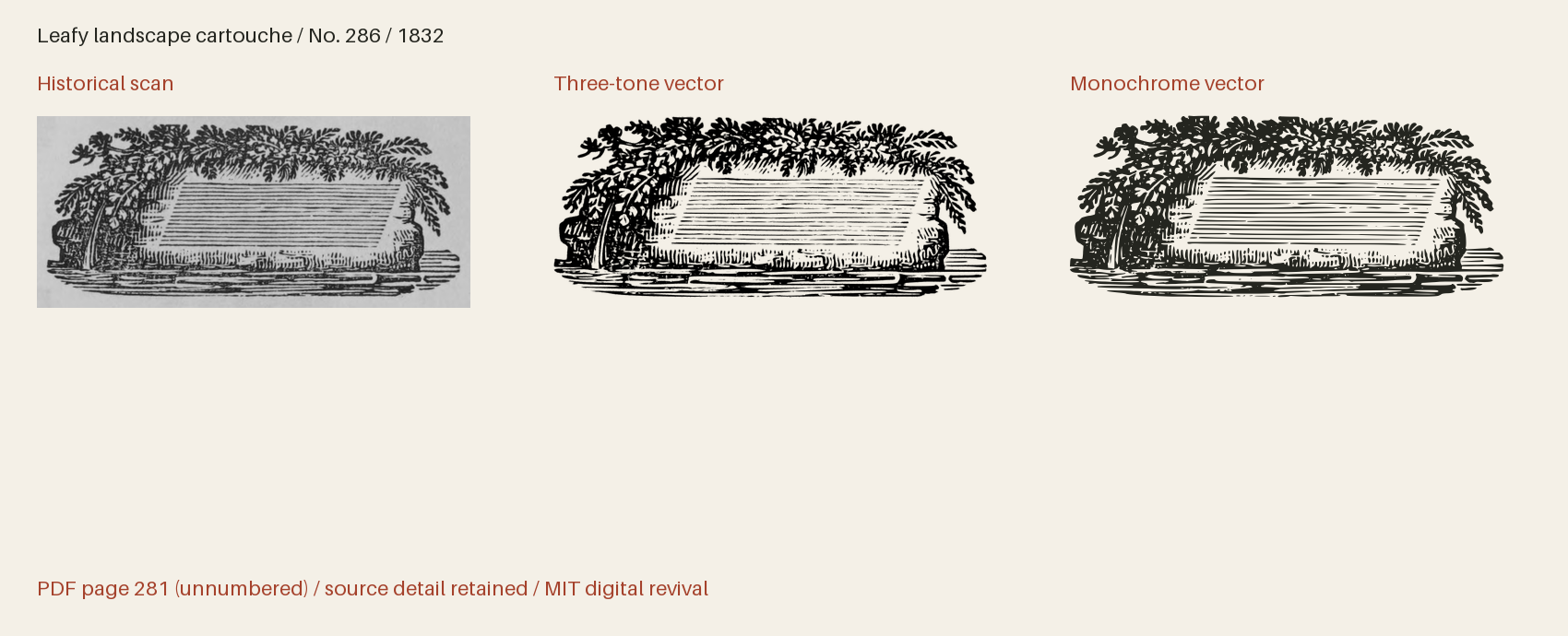 Historical scan beside the three-tone and monochrome vector revivals