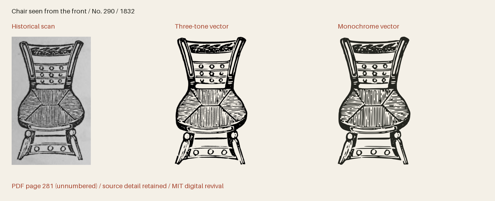 Historical scan beside the three-tone and monochrome vector revivals