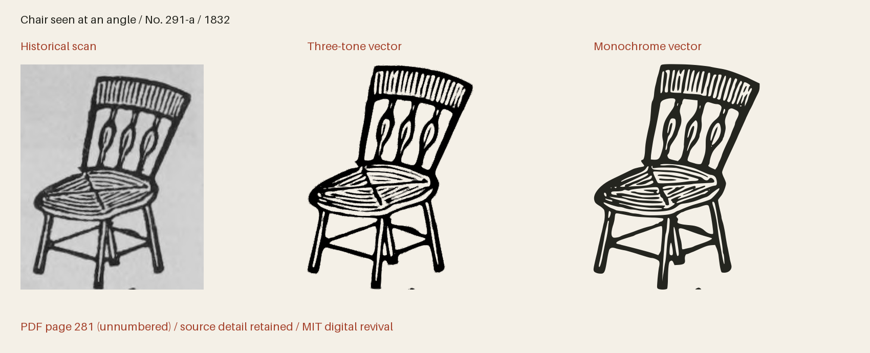 Historical scan beside the three-tone and monochrome vector revivals