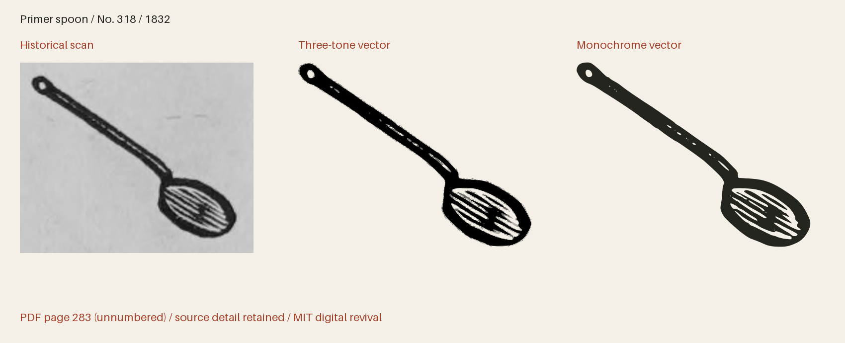 Historical scan beside the three-tone and monochrome vector revivals