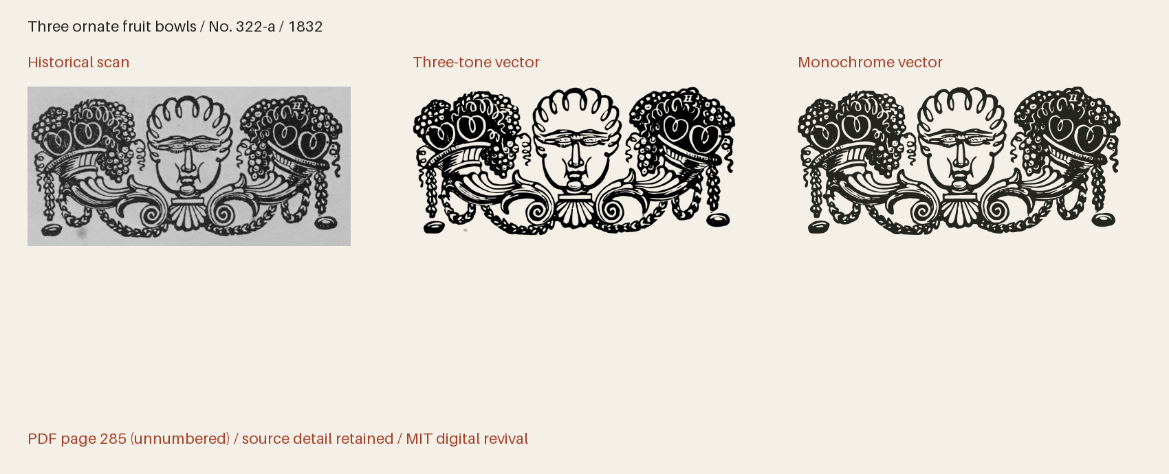 Historical scan beside the three-tone and monochrome vector revivals