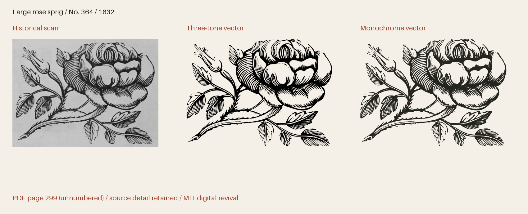 Historical scan beside the three-tone and monochrome vector revivals