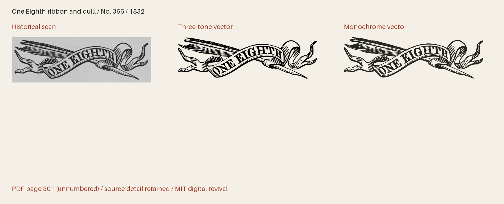 Historical scan beside the three-tone and monochrome vector revivals