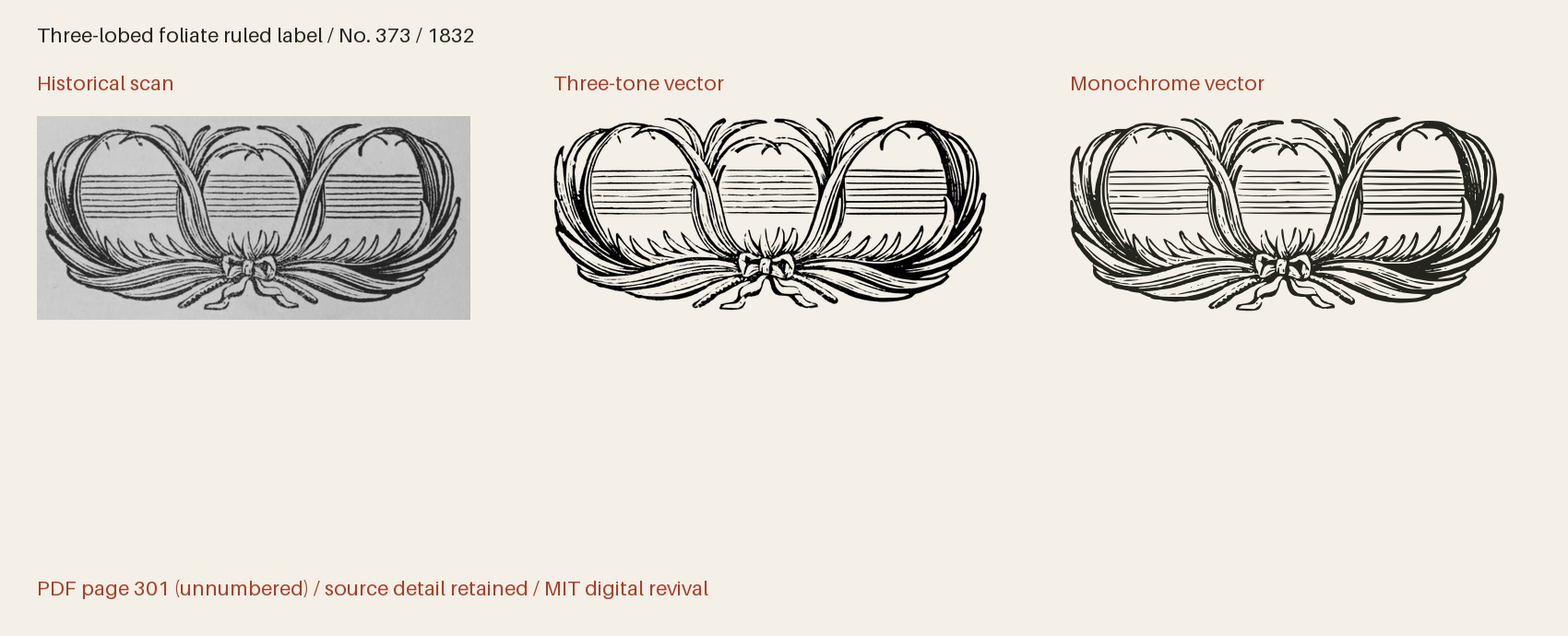 Historical scan beside the three-tone and monochrome vector revivals