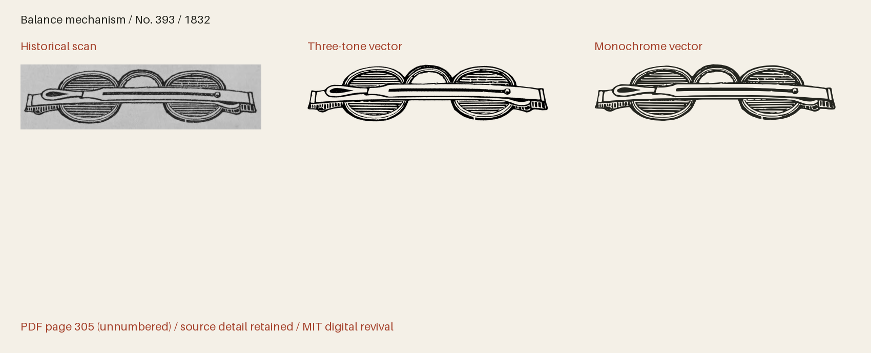 Historical scan beside the three-tone and monochrome vector revivals