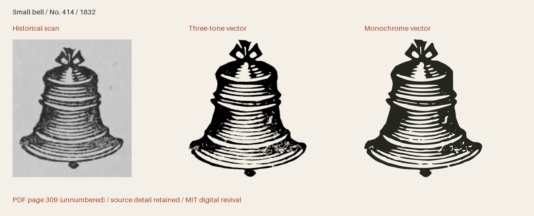 Historical scan beside the three-tone and monochrome vector revivals
